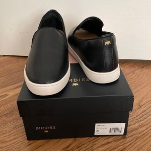 Black leather slip on sneaker